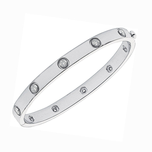 18ct white gold 1.00ct round brilliant cut diamond bangle