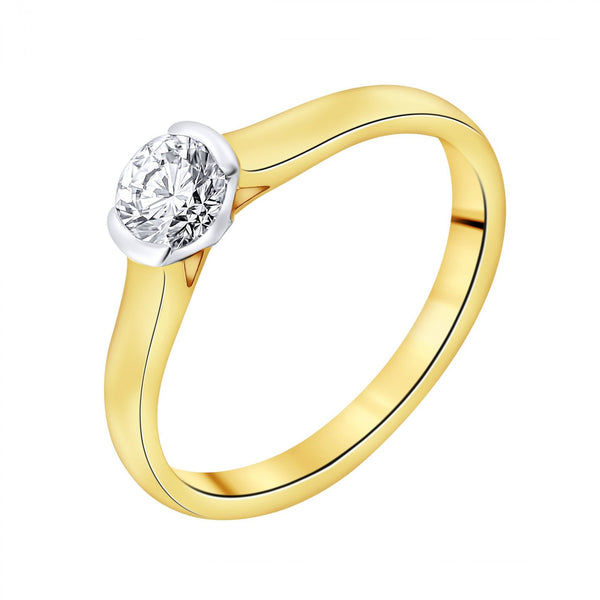 18ct yellow gold 0.51ct D SI1 EGL round brilliant cut ring