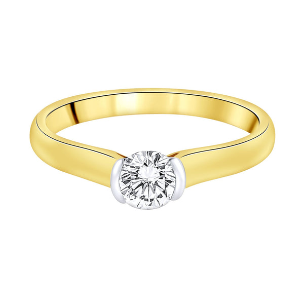 18ct yellow gold 0.51ct D SI1 EGL round brilliant cut ring