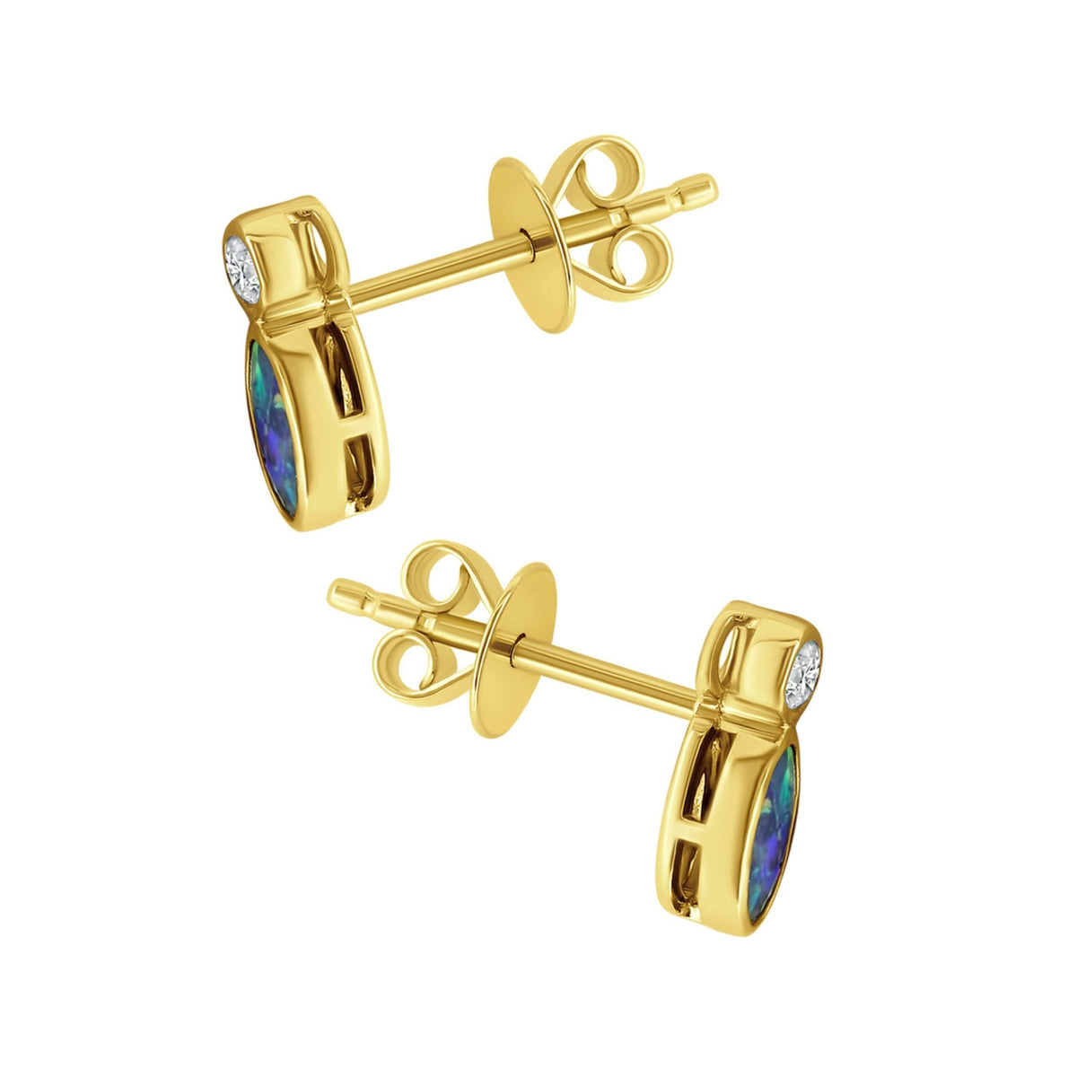 18ct yellow gold 0.36ct opal doublet & 0.08ct diamond earrings