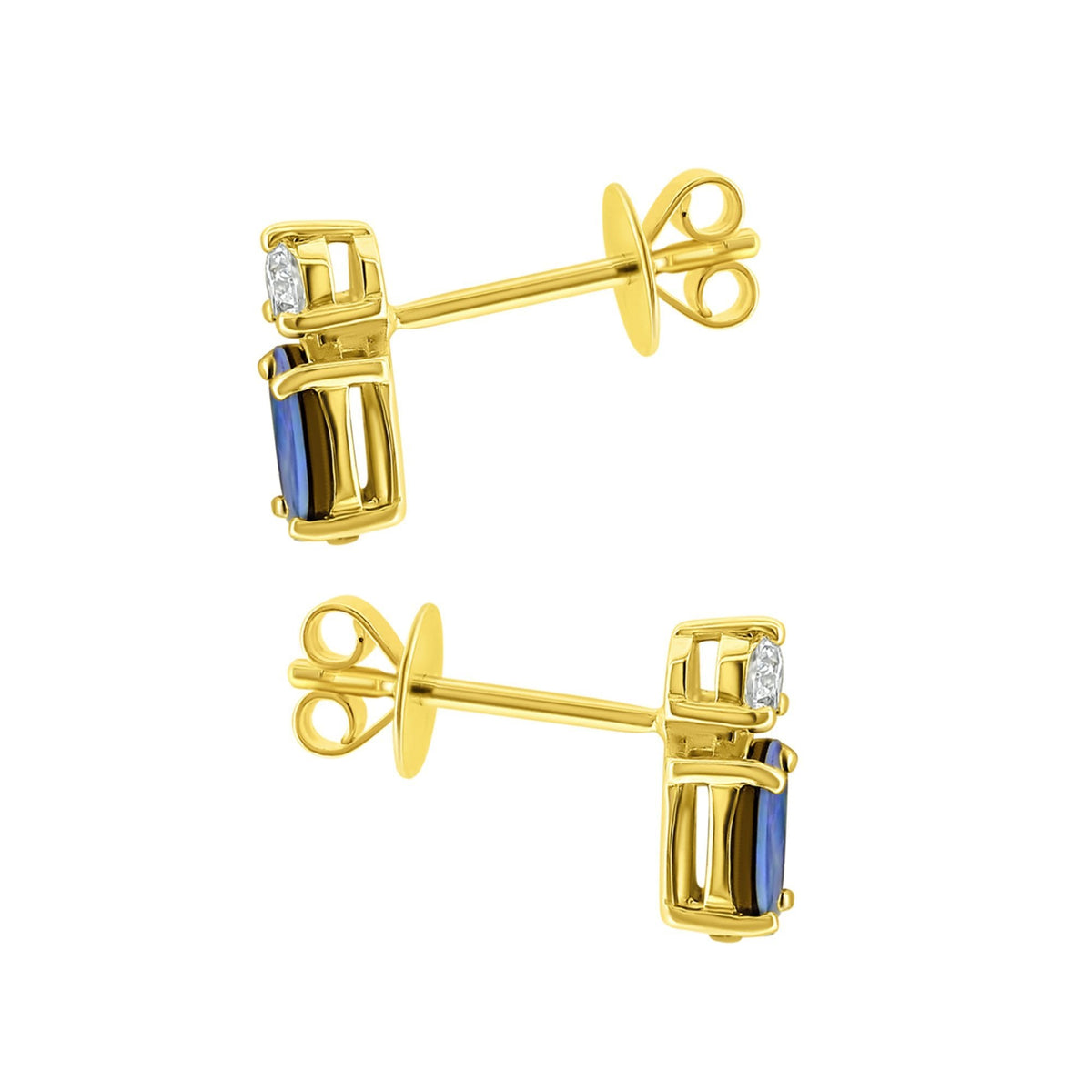 18ct yellow gold 0.56ct opal doublet & 0.18ct diamond earrings