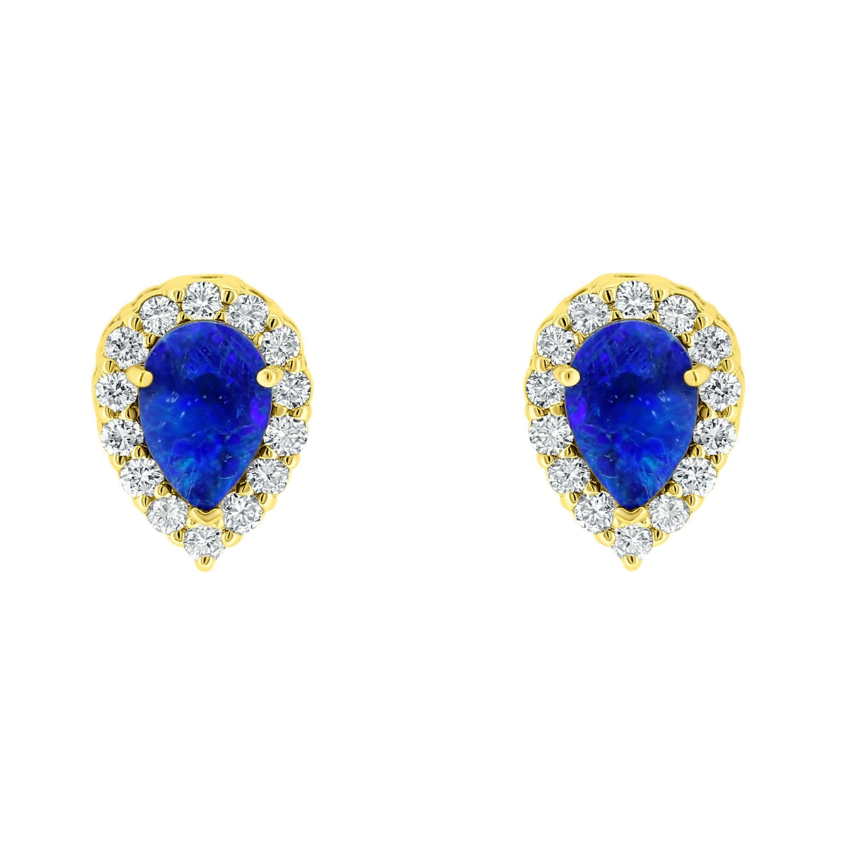 18ct yellow gold 0.67ct opal doublet & 0.25ct diamond earrings