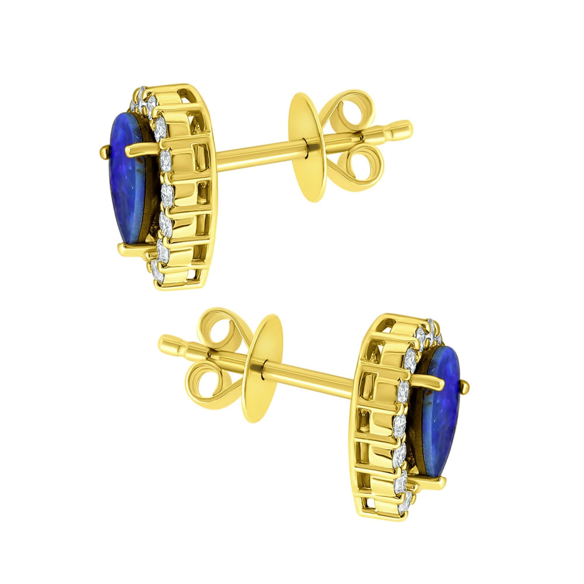 18ct yellow gold 0.67ct opal doublet & 0.25ct diamond earrings