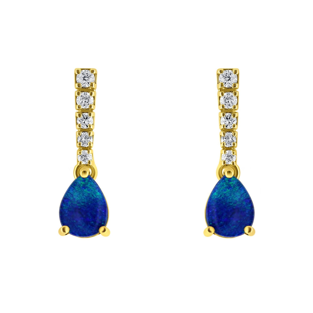 18ct yellow gold 1.19ct opal doublet & 0.22ct diamond earrings