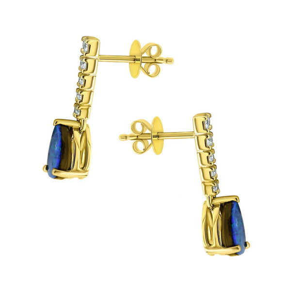 18ct yellow gold 1.19ct opal doublet & 0.22ct diamond earrings