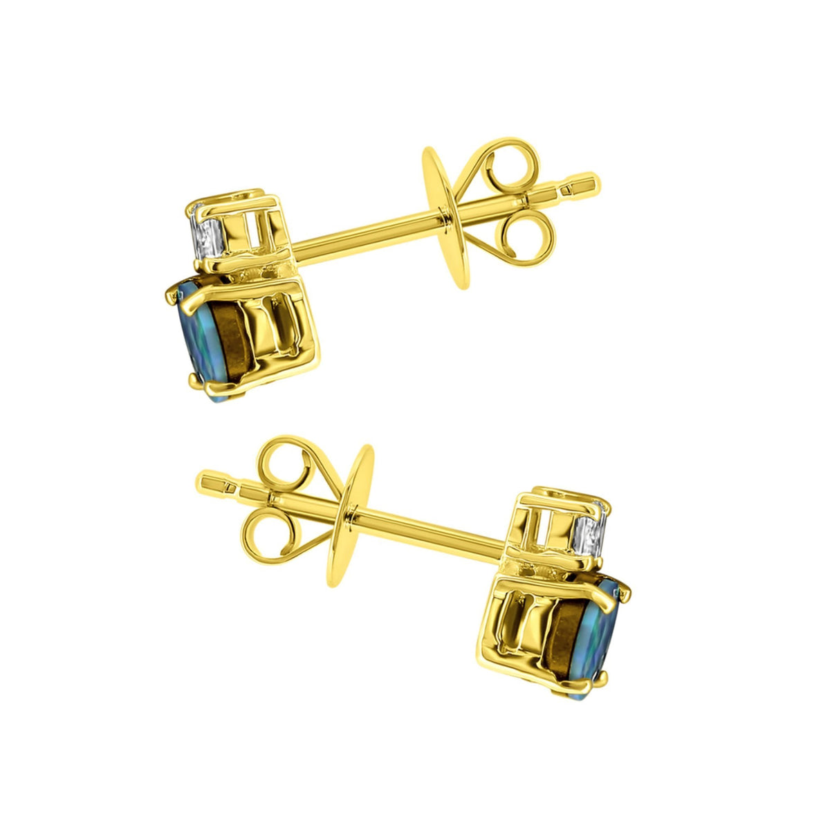 18ct yellow gold 0.63ct opal doublet & 0.22ct diamond earrings