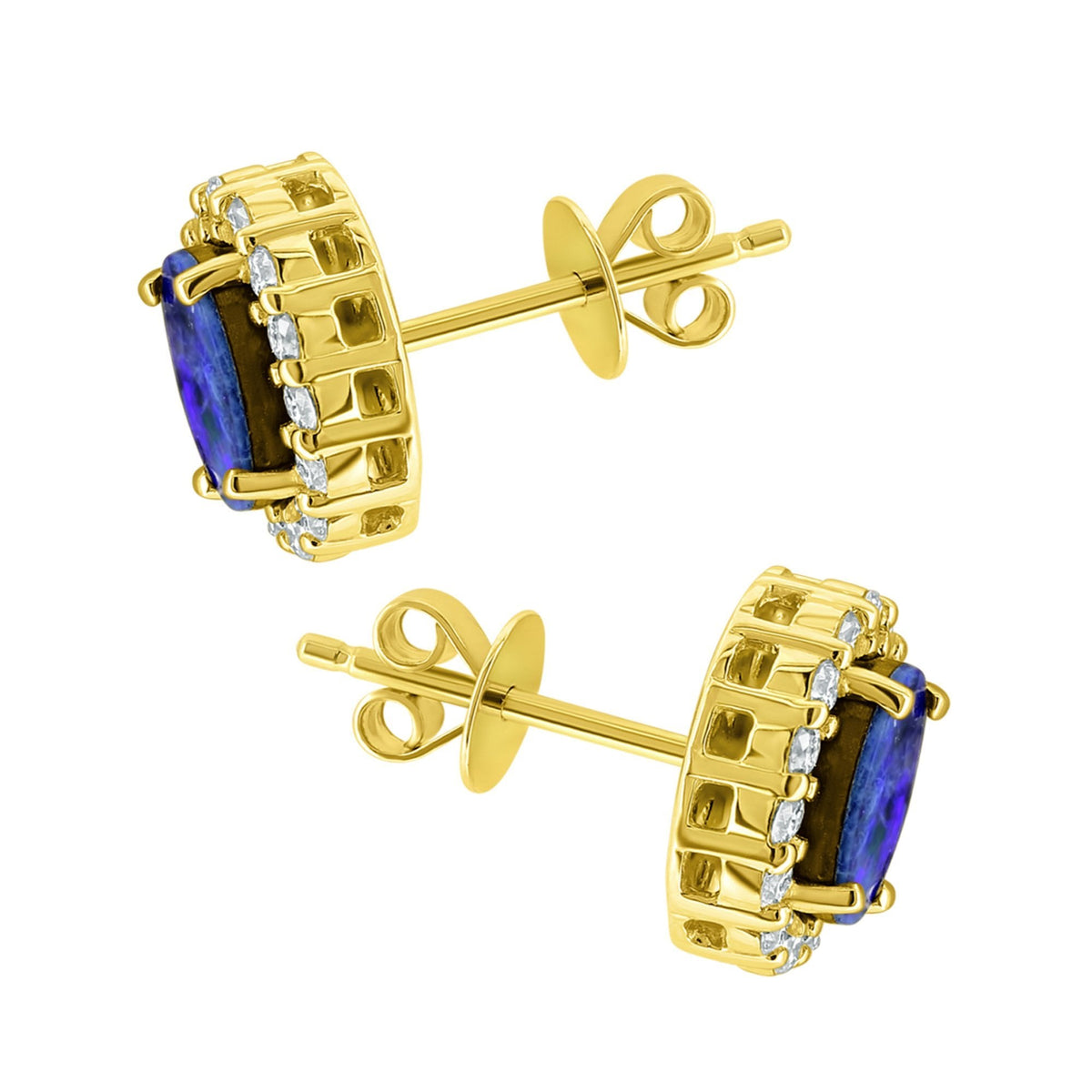 18ct yellow gold 1.16ct opal doublet & 0.47ct diamond earrings