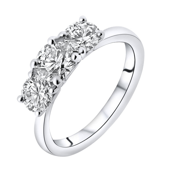 Platinum 1.77ct E VS1/2 GIA round cut diamond 3 stone ring