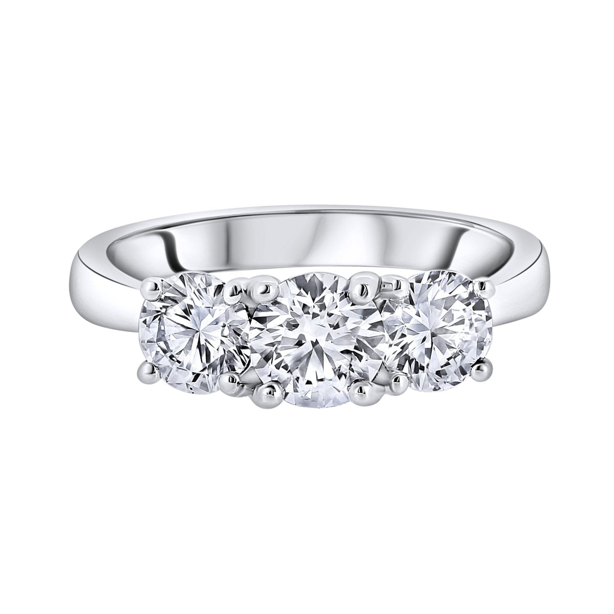 Platinum 1.77ct E VS1/2 GIA round cut diamond 3 stone ring