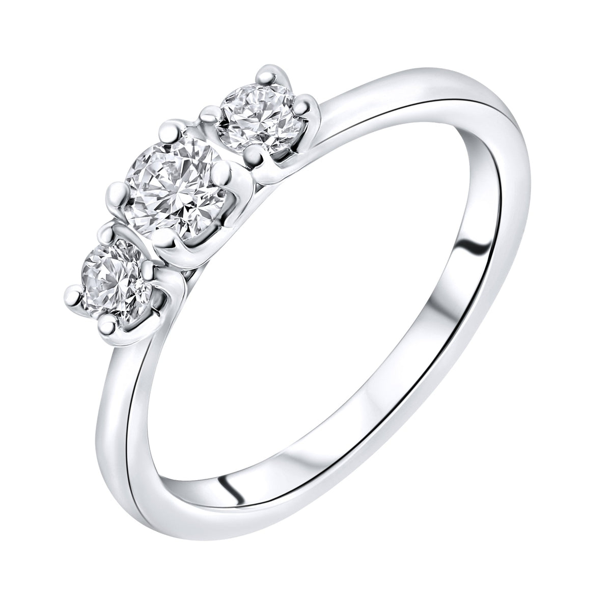 Platinum 0.52ct E VS1 GIA round brilliant 3 stone diamond ring
