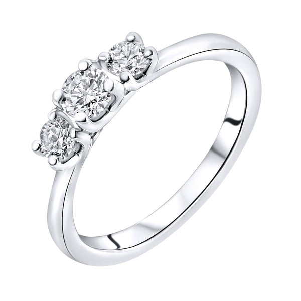 Platinum 0.52ct E VS1 GIA round brilliant 3 stone diamond ring