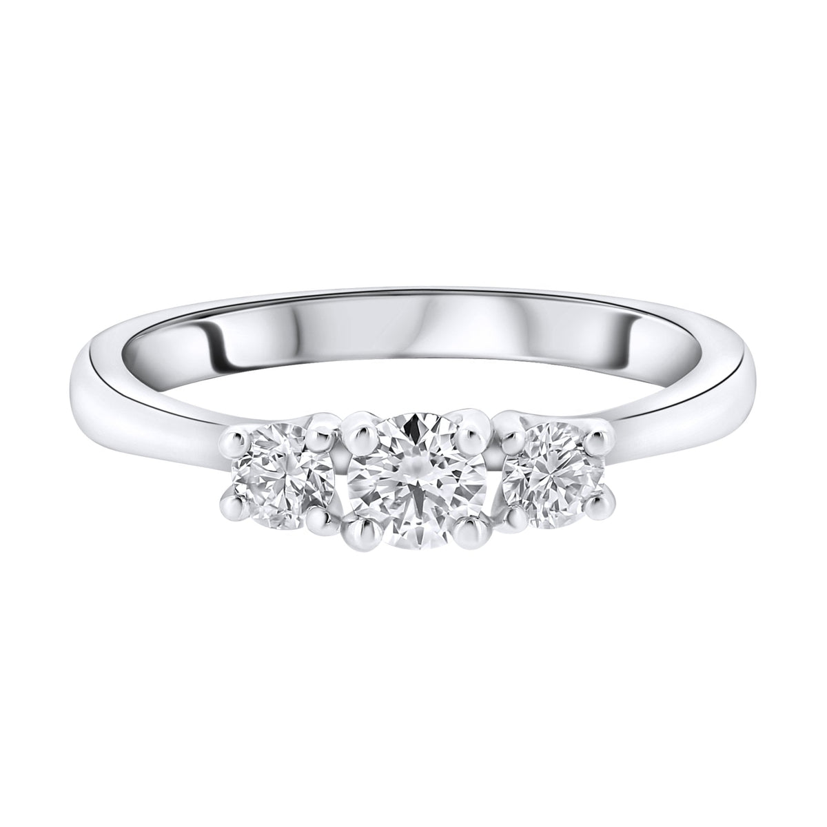 Platinum 0.52ct E VS1 GIA round brilliant 3 stone diamond ring
