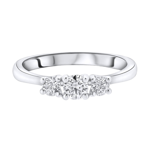 Platinum 0.52ct E VS1 GIA round brilliant 3 stone diamond ring