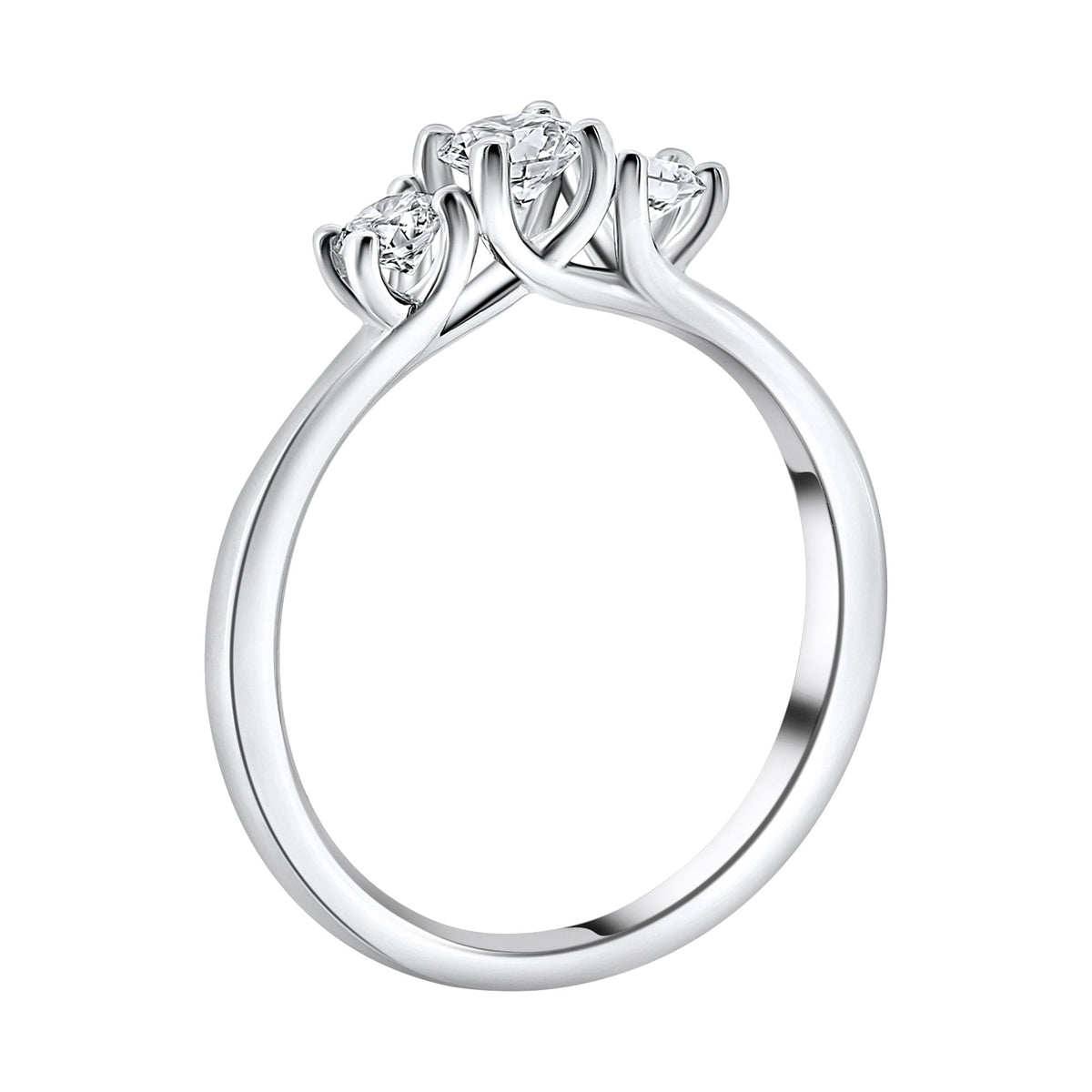 Platinum 0.52ct E VS1 GIA round brilliant 3 stone diamond ring