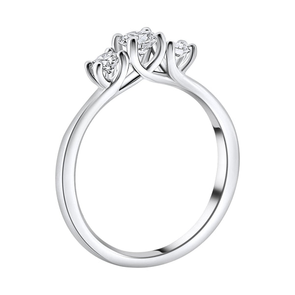 Platinum 0.52ct E VS1 GIA round brilliant 3 stone diamond ring