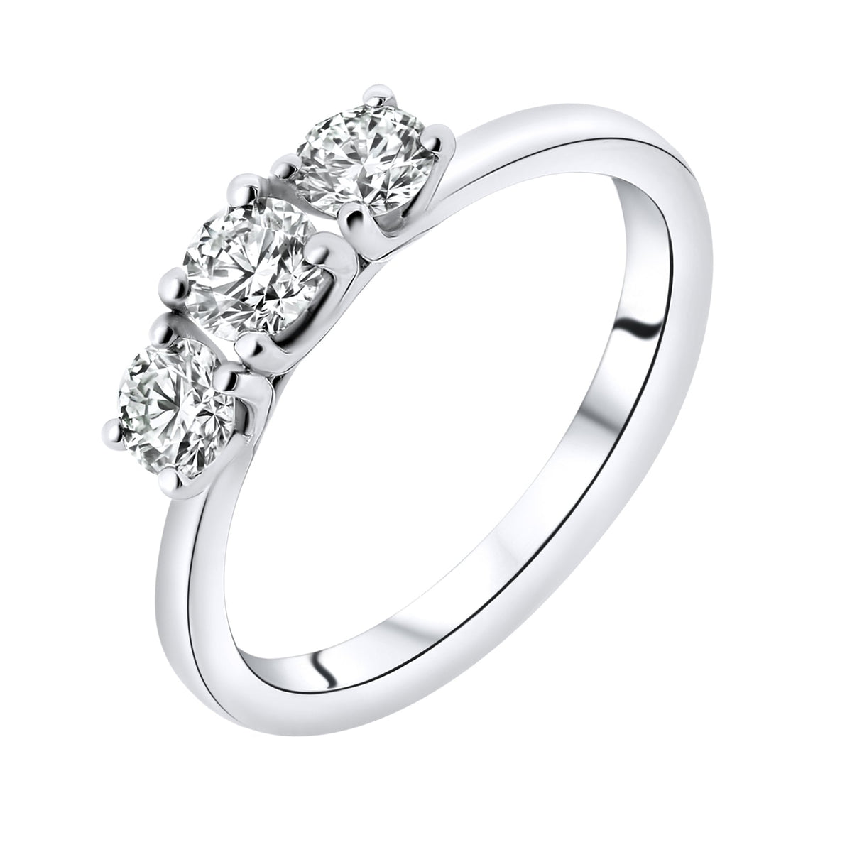 Platinum 0.71ct F SI1 EGL round brilliant 3 stone diamond ring