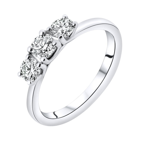 Platinum 0.71ct F SI1 EGL round brilliant 3 stone diamond ring