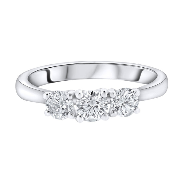 Platinum 0.71ct F SI1 EGL round brilliant 3 stone diamond ring