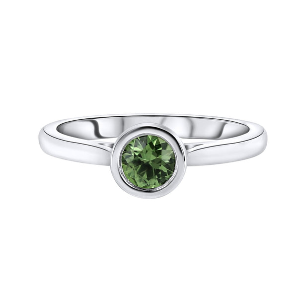Platinum 0.58ct round green sapphire ring