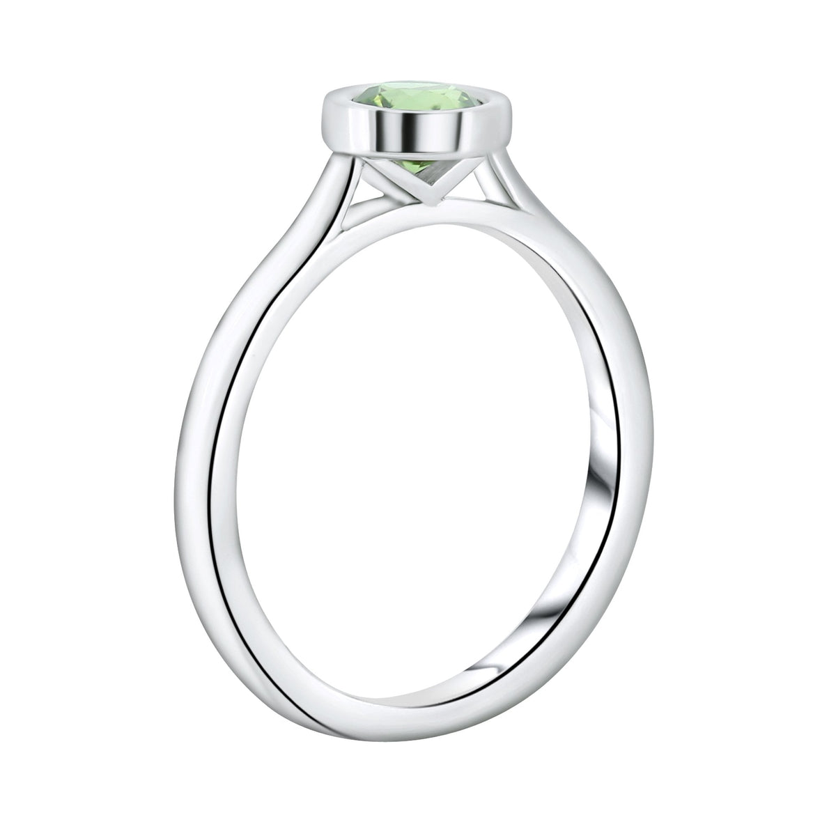 Platinum 0.58ct round green sapphire ring