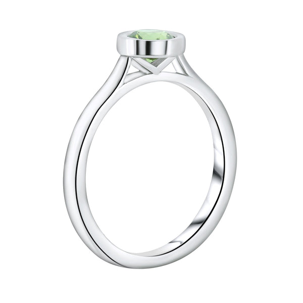 Platinum 0.58ct round green sapphire ring