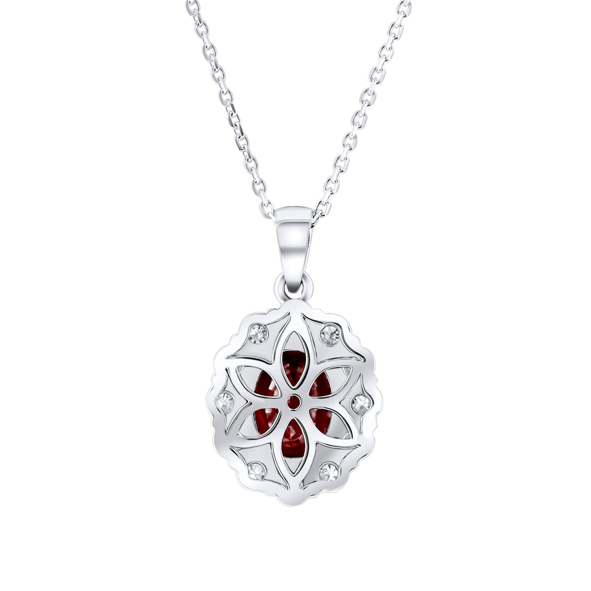 Platinum 2.36ct ruby & 0.77ct diamond cluster pendant
