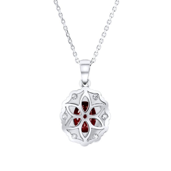Platinum 2.36ct ruby & 0.77ct diamond cluster pendant