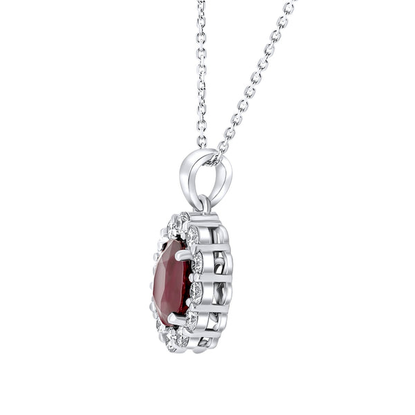 Platinum 2.36ct ruby & 0.77ct diamond cluster pendant