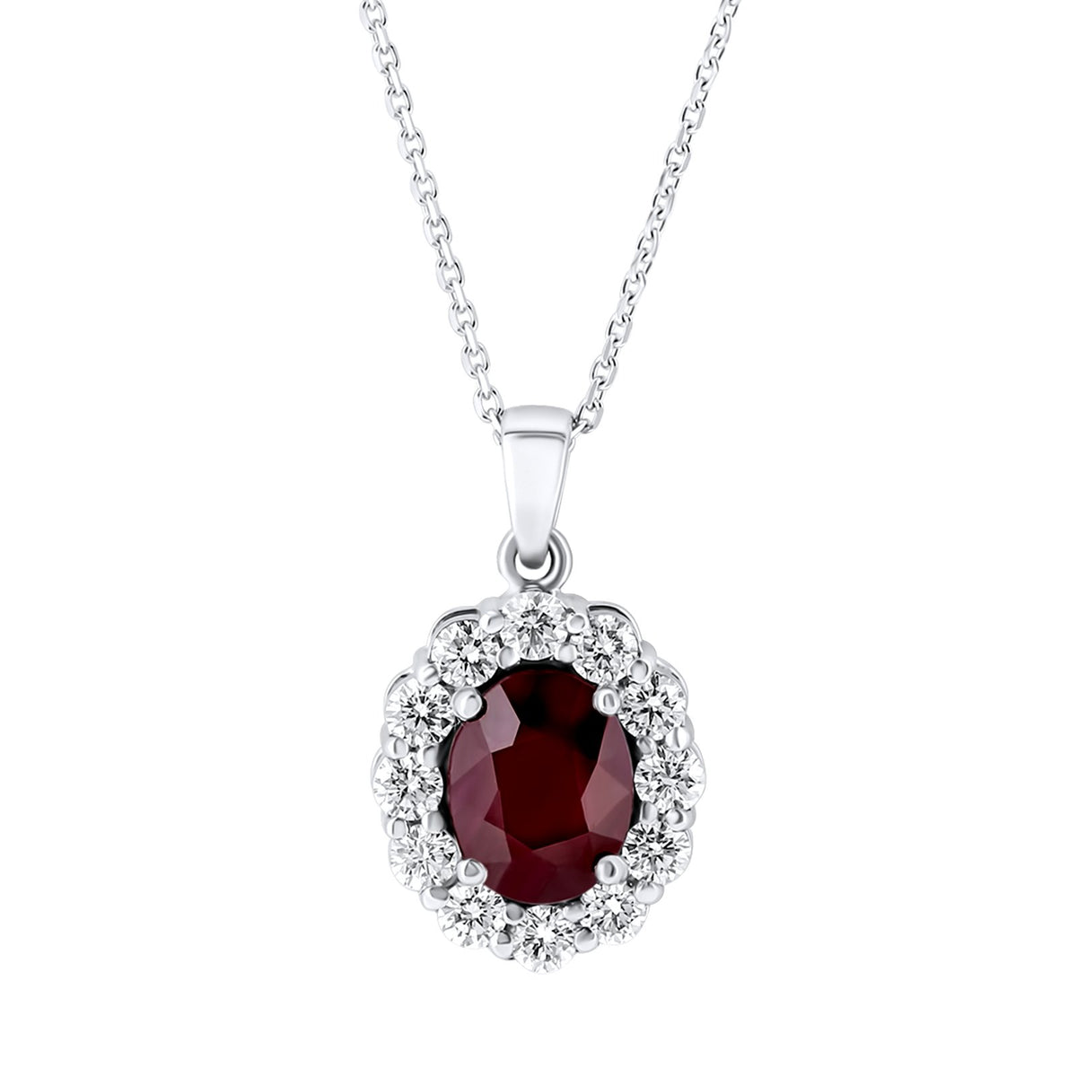 Platinum 2.36ct ruby & 0.77ct diamond cluster pendant