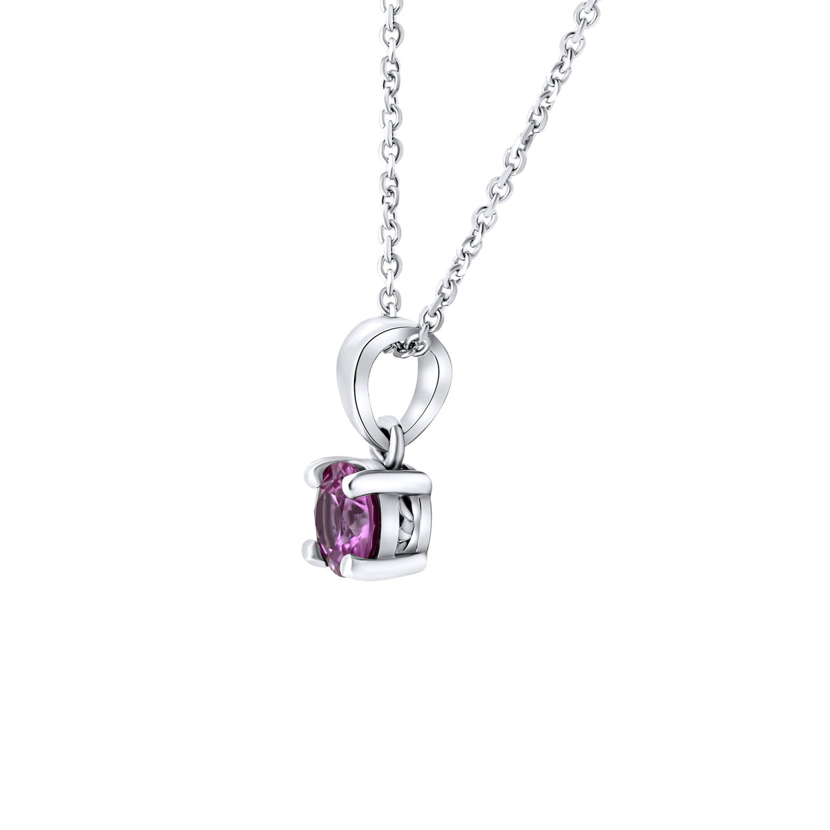 Platinum 5mm x 5mm pink sapphire pendant