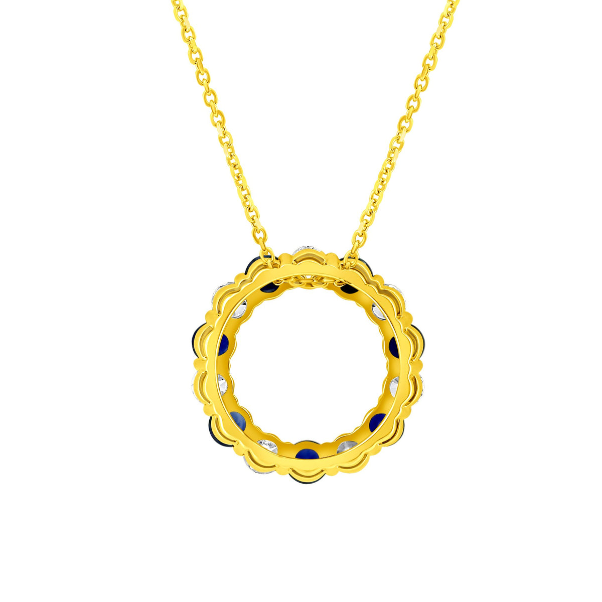 18ct yellow gold 1.34ct ruby 1.04ct diamond circular pendant