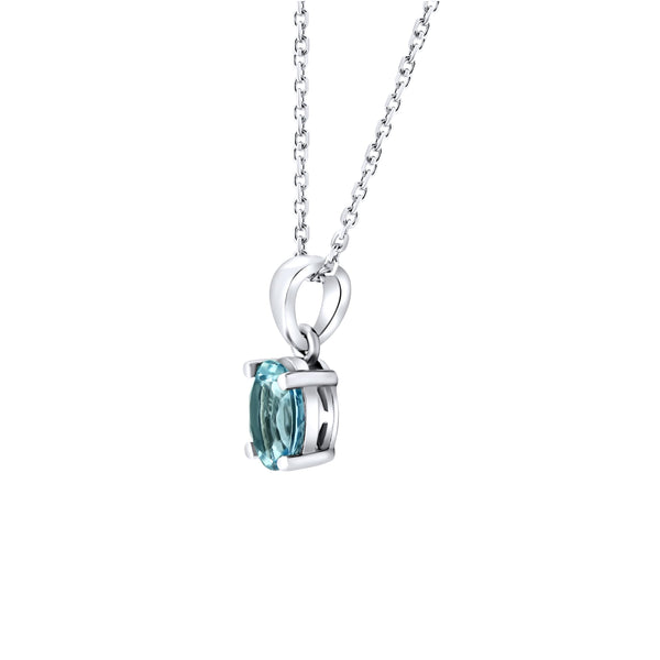 Platinum 7mm x 5mm aquamarine pendant
