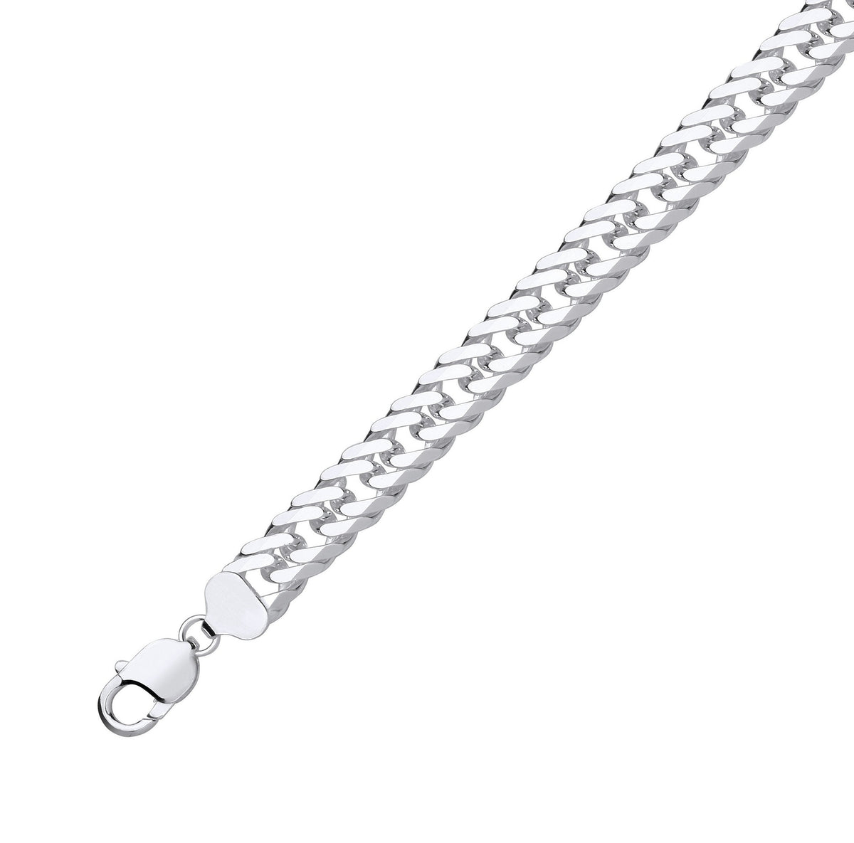 Silver 11mm 8" double curb 37.8g bracelet