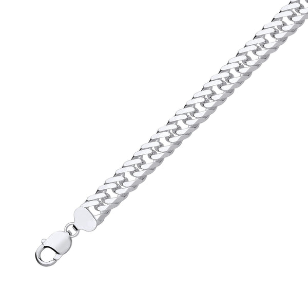 Silver 11mm 8" double curb 37.8g bracelet