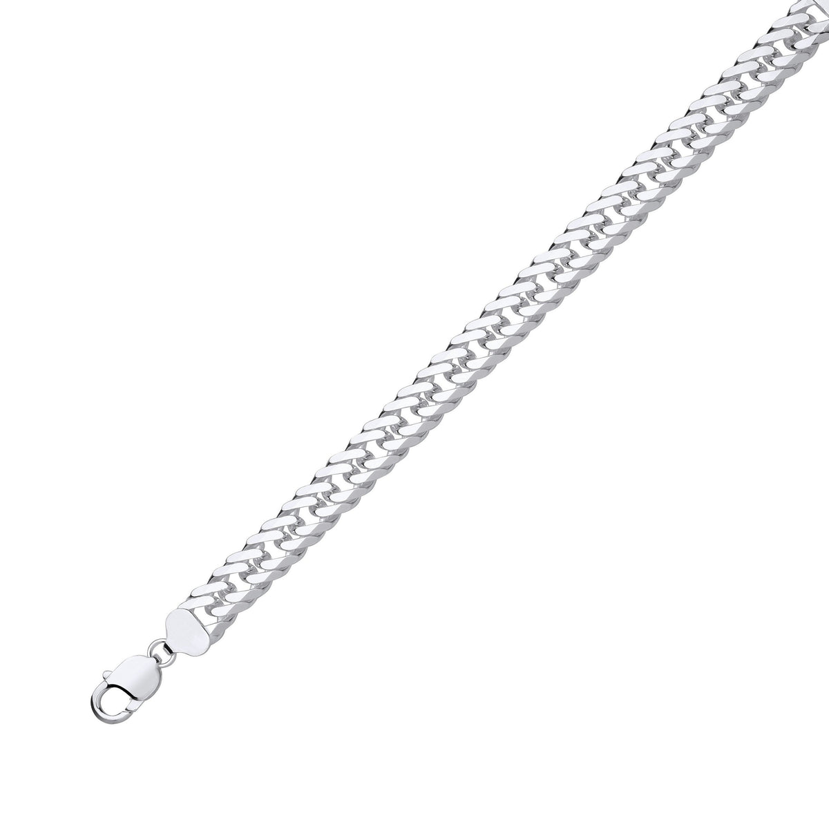 Silver 11mm 8" double curb 37.8g bracelet