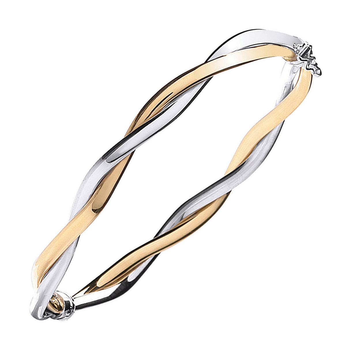 9ct yellow & white gold 6mm twist bangle