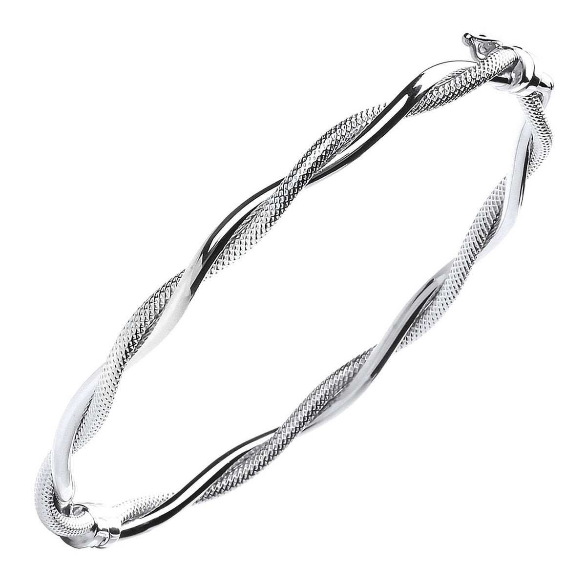 9ct white gold 5mm twist hollow bangle