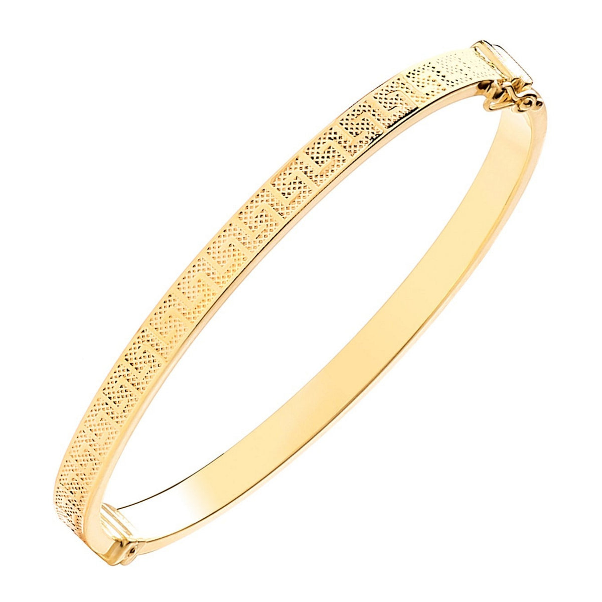9ct yellow gold 5mm Greek style hollow bangle