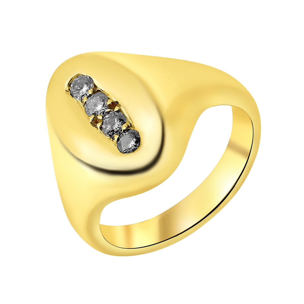 Preowned 18ct yellow gold 0.20ct diamond signet ring