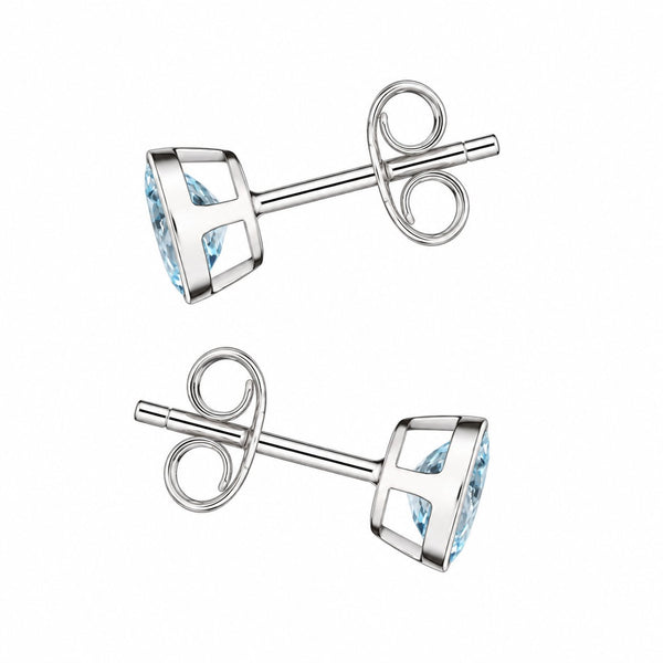 9ct white gold 5mm x 5mm round aquamarine stud earrings