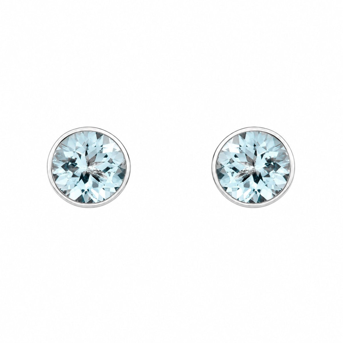 9ct white gold 5mm x 5mm round aquamarine stud earrings