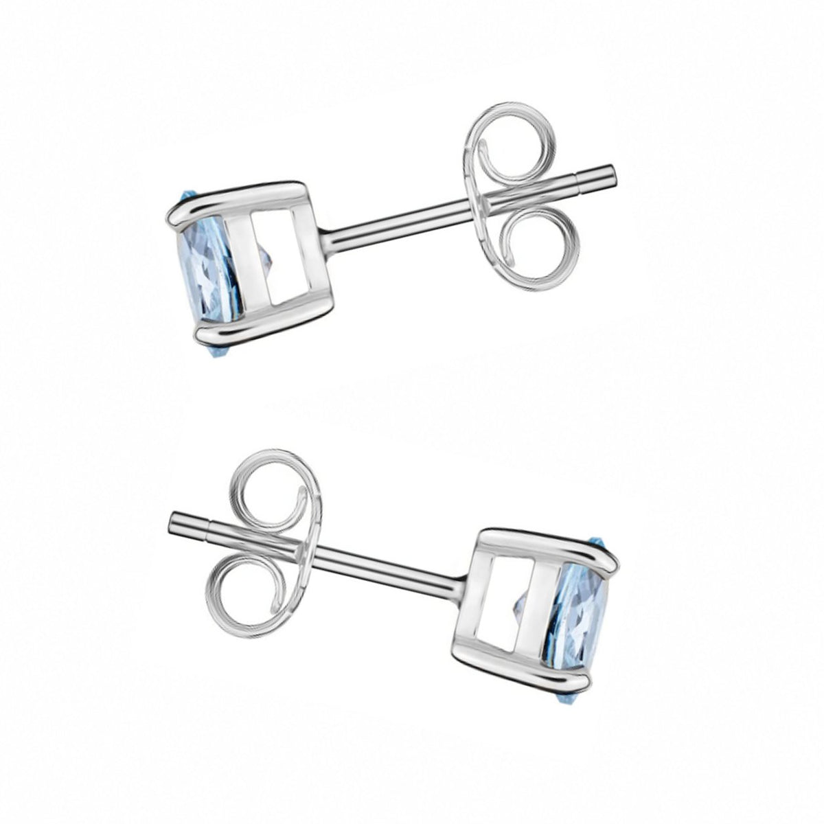 9ct white gold 5mm x 5mm round aquamarine stud earrings