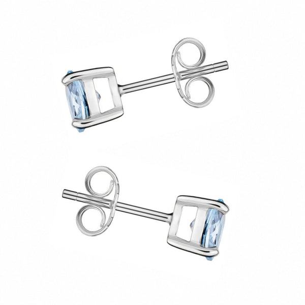 9ct white gold 5mm x 5mm round aquamarine stud earrings