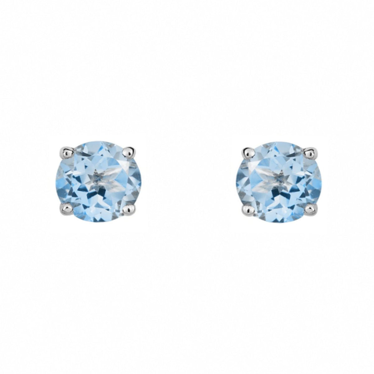 9ct white gold 5mm x 5mm round aquamarine stud earrings