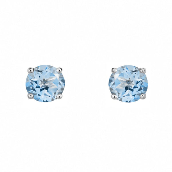 9ct white gold 5mm x 5mm round aquamarine stud earrings